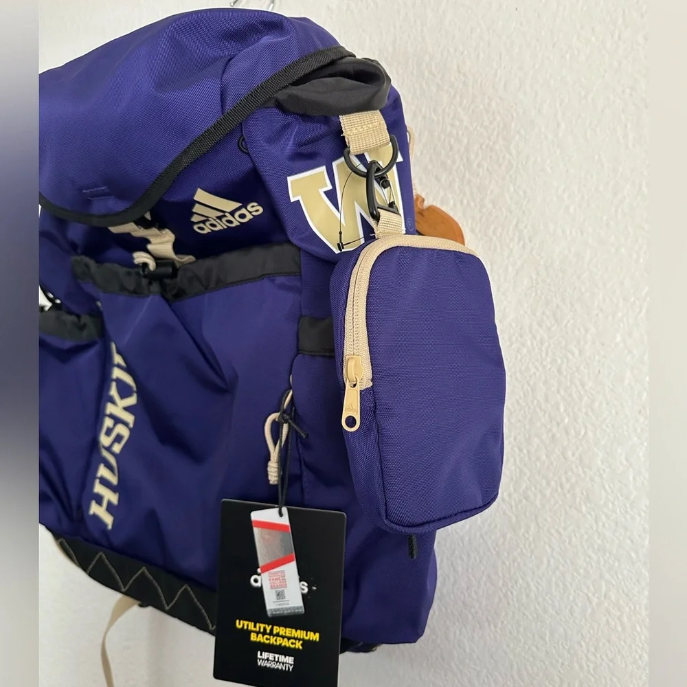 Washington Huskies Adidas PE Utility Premium Backpack Bag Elite NCAA Purple Gold